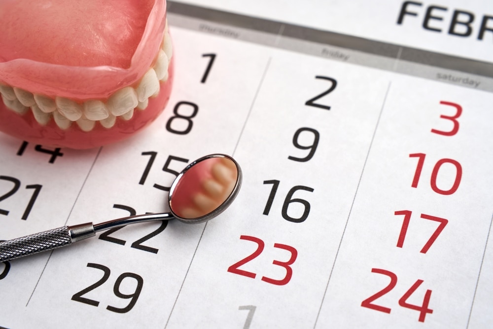 DentistAppointmentCalendarPageAndDenturesModelWithMirrorDental